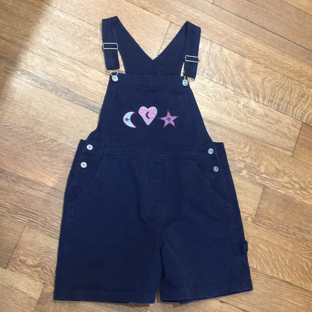 Vintage Christopher and Banks Bib Embroidered Overall Shorts size Medium